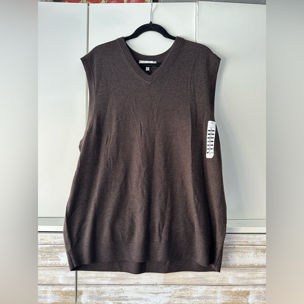 🧶 Turnbury Merino Wool Sweater Vest Brown XL NWT